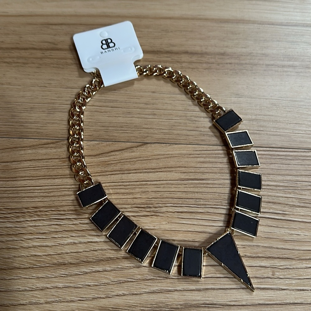 BANSRI Black and Gold Geometric Necklace